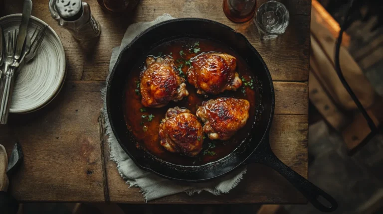 Chipotle honey chicken in a skillet with sauce