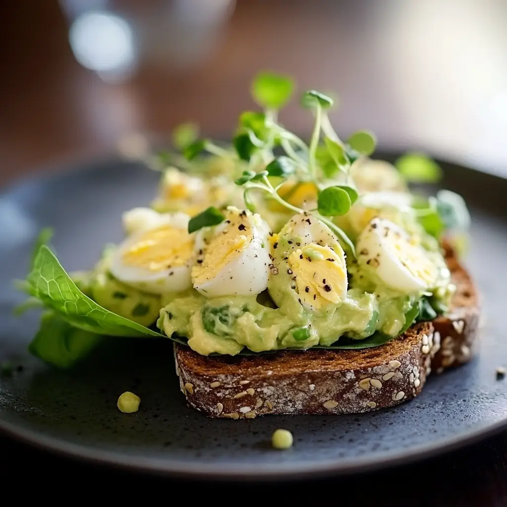 Avocado egg salad served on toast and in a lettuce wrap