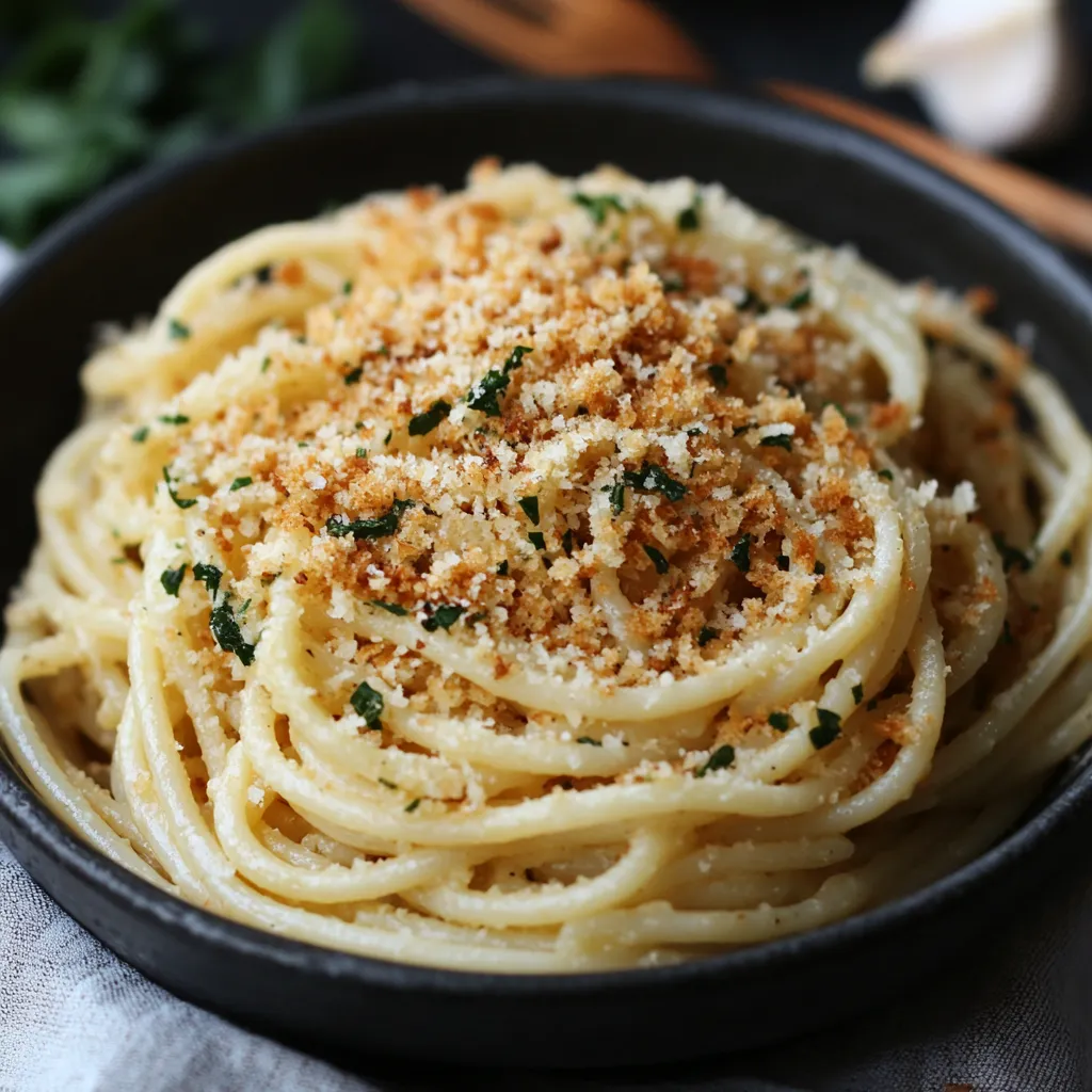 Garlic Butter Pasta with Crispy Breadcrumbs