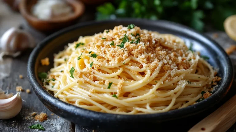 Garlic Butter Pasta with Crispy Breadcrumbs