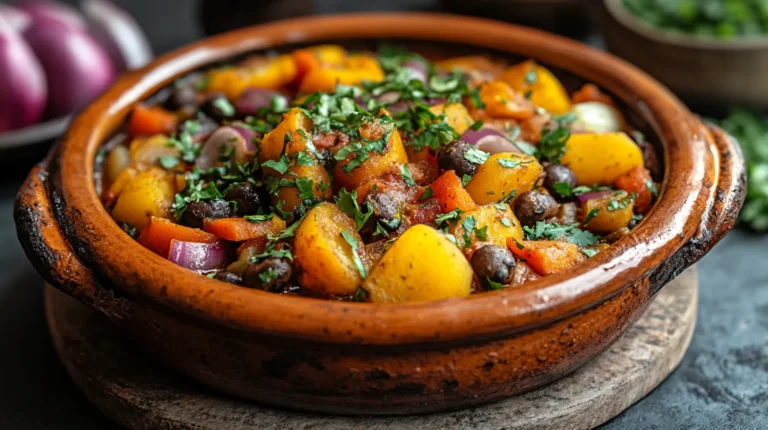 Traditional Moroccan tagine with spices and preserved lemons
