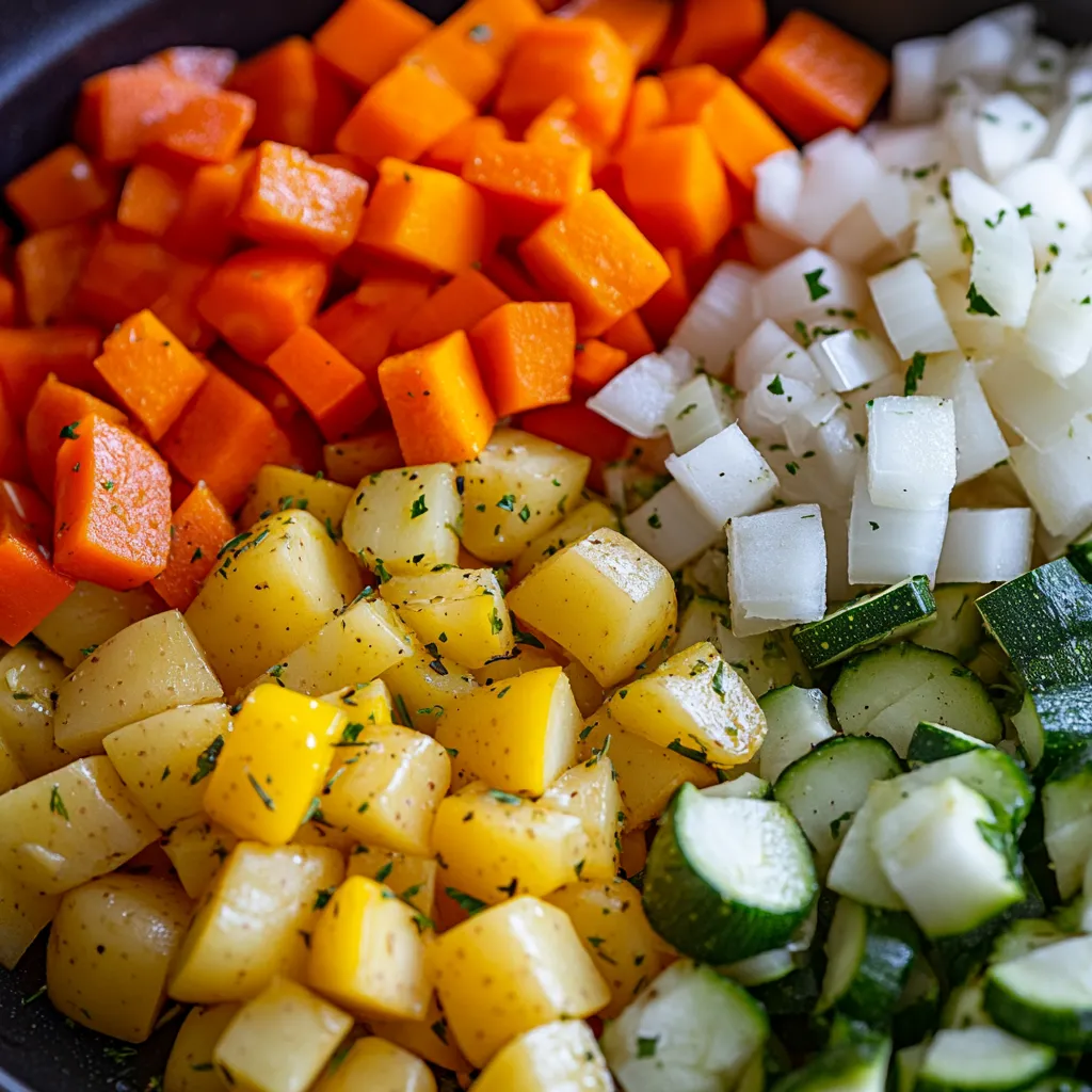 Fresh vegetables for Moroccan tagine: carrots, potatoes, zucchini