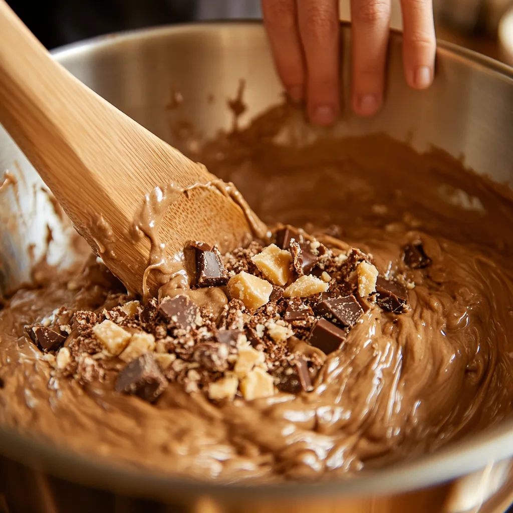 Muffin batter swirl with candy and halvah