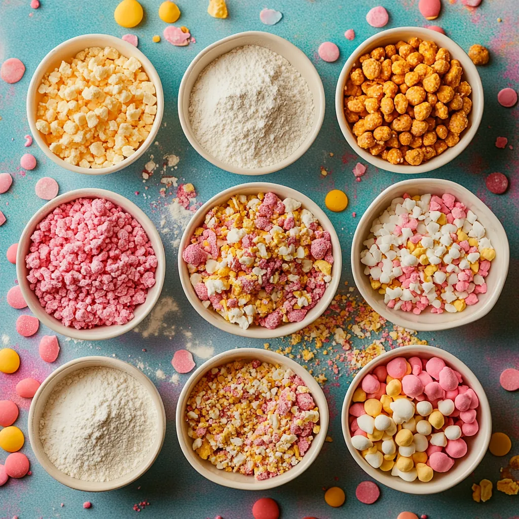 Crushed candies and halvah for muffin prep