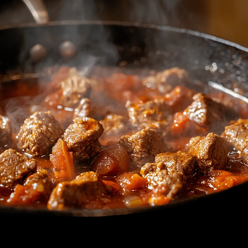 Moroccan Tagine simmering in a clay pot with rich spices