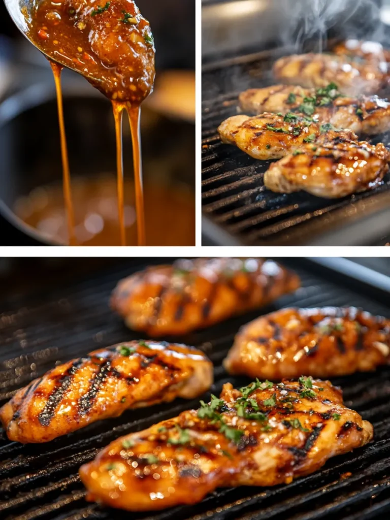 Chicken marinating and grilling for Chipotle Honey Chicken